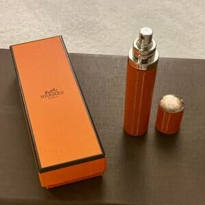 Hermès Orange Leather Travel Perfume Atomizer Set